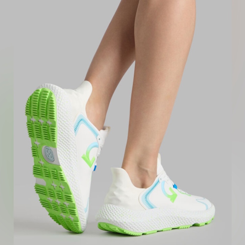 G/FORE Women’s MG4X2 Hybrid Golf Cross Trainer, White and Green, Size 6.5